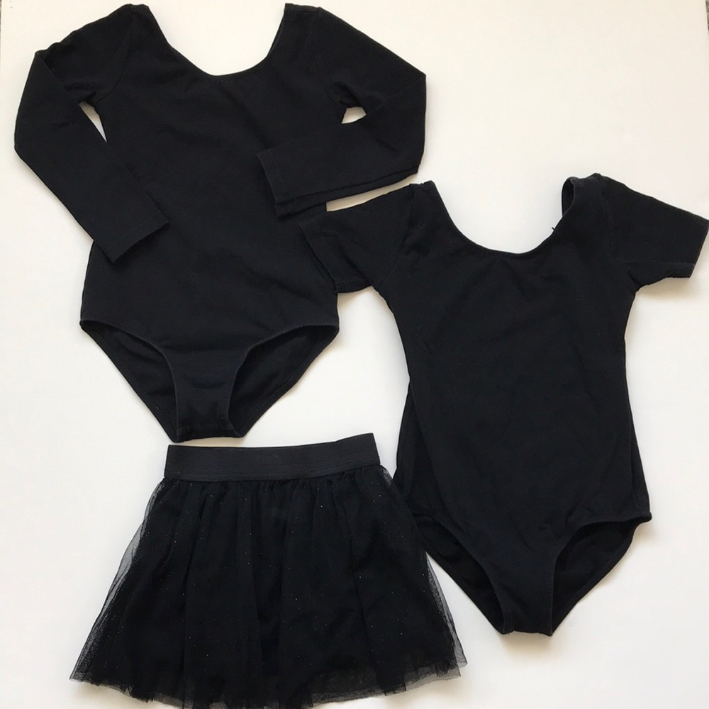 Bundle of Two Black Dance Leotards and Tulle Skirt